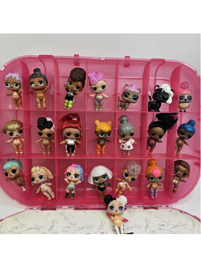 LOL Surprise Doll Lot With Fashion Runway Carrying Case Display Stand As Is